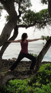 Practicing yoga in a tree